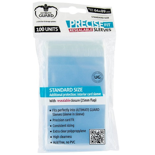 Ultimate Guard 100 - Standard Precise Fit Resealable Deck Protector Sleeves-Transparent