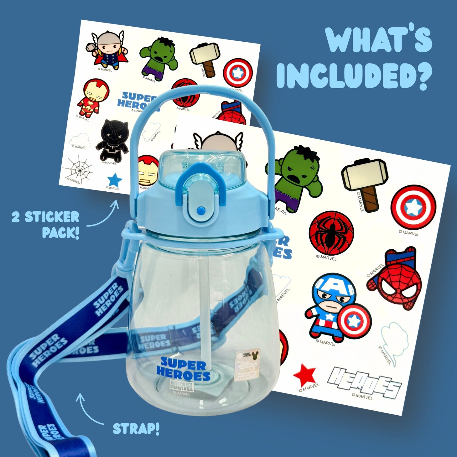 Princess Sofia / Marvel's Super Heroes Tritan Water Bottles w Strap 450ml