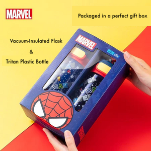 Marvel Spiderman Water Bottle Gift Set – 2 Bottles (430ml & 530ml): Insulated & Tritan Plastic
