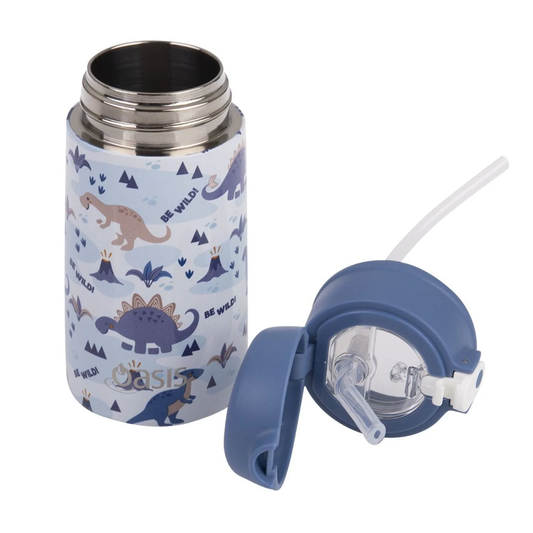 Oasis Kids Water Bottle with Sipper Silicone Straw 400ML (Dino Dash)