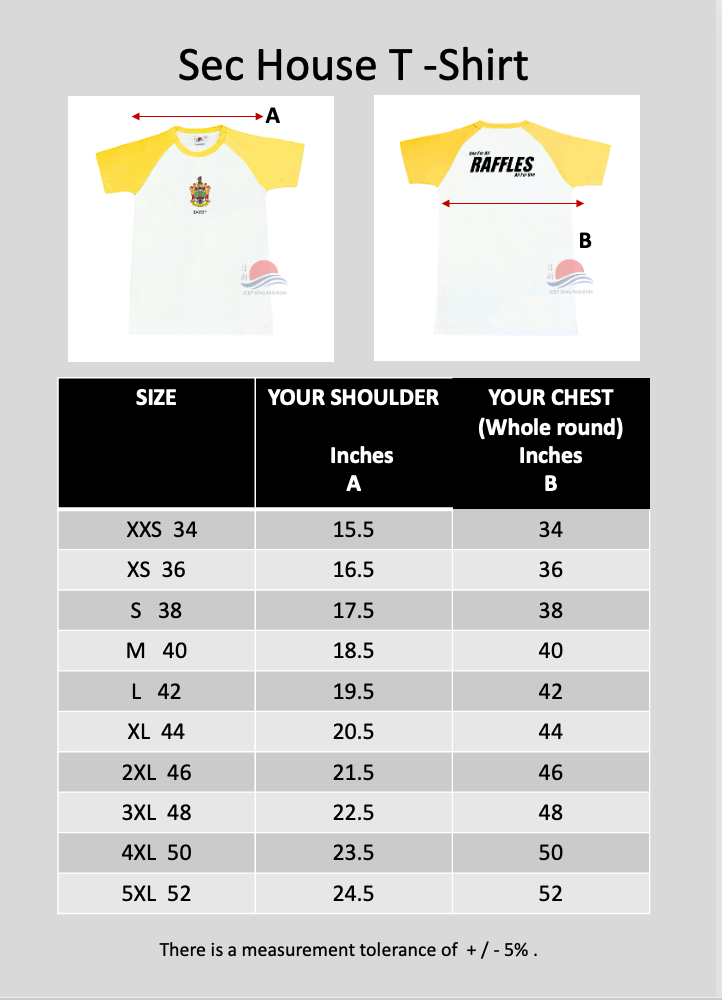 Raffles Institution Year 1-4 YELLOW House T-shirt (Bayley)